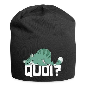 Katze Was für ein Geschenk Humor Katze Kätzchen Frau Mädchen - Jersey-Beanie - Schwarz - Vorne