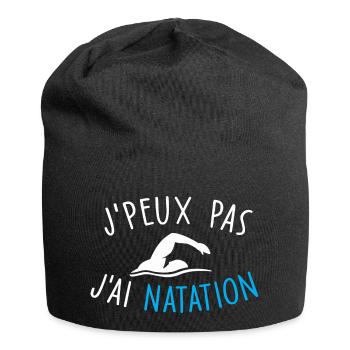je peux pas j'ai natation - Bonnet en jersey - noir - Devant