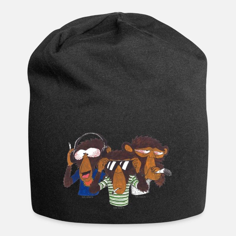Die 3 Affen der Weisheit - Jersey-Beanie - Schwarz