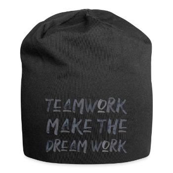 teamwork dream work team spirit team saying - Jersey Beanie - black - Front