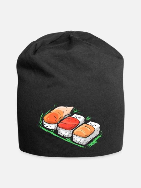 Sushi Kawaii Japanisches Essen Happy Sushi - Jersey-Beanie - Schwarz