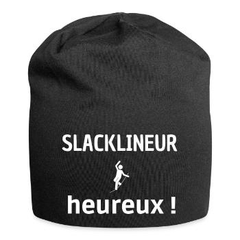 Slacklineur heureux ! Phrase positive et motivante - Bonnet en jersey - noir - Devant