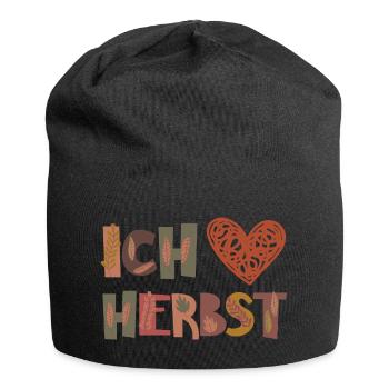 Love Liebe Herbst Dankbarkeit Blätter - Jersey-Beanie - Schwarz - Vorne