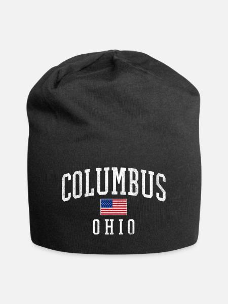 Columbus Ohio Emblem mit US-Flagge - Jersey-Beanie - Schwarz