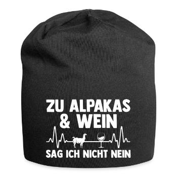 Wein Alpaka - Jersey-Beanie - Schwarz - Vorne