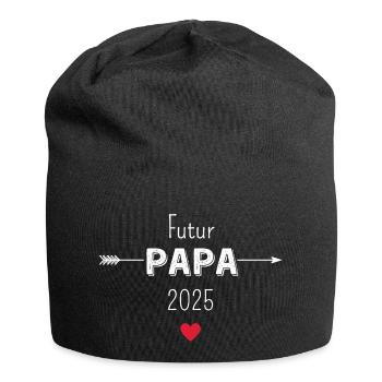 Werdender Papa 2025 - Jersey-Beanie - Schwarz - Vorne