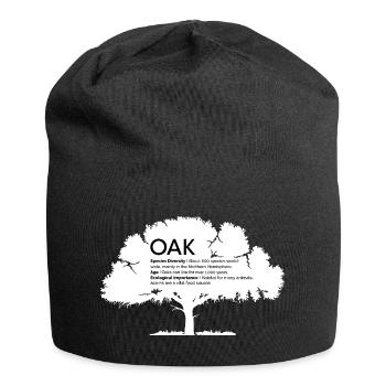 OAK Eichen mit Informationen Naturschutz Baum Wald - Jersey-Beanie - Schwarz - Vorne