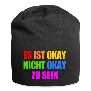 es ist okay nicht okay zu sein - Jersey-Beanie - Schwarz - Vorne