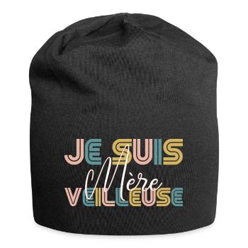 Je suis mère-veilleuse - Bonnet en jersey - noir - Devant