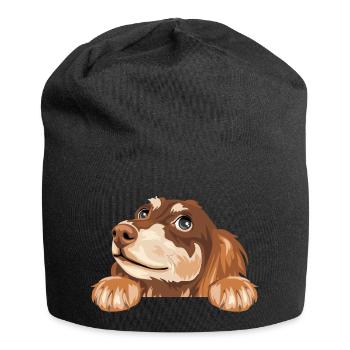 Teckel rêveur - Bonnet en jersey - noir - Devant