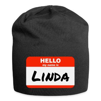 Bonjour, je m’appelle Linda Étiquette Nom Étiquette - Bonnet en jersey - noir - Devant
