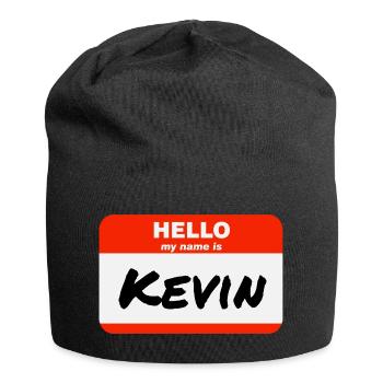 Hello My Name Is Kevin Label Name Tag - Jersey Beanie - black - Front