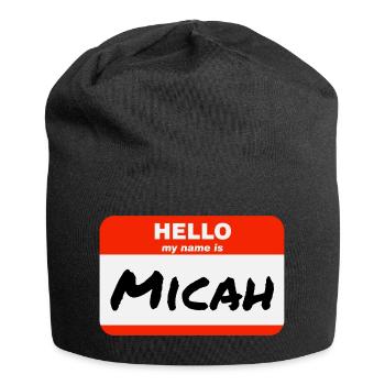 Hello My Name Is Micah Label Name Tag - Jersey Beanie - black - Front