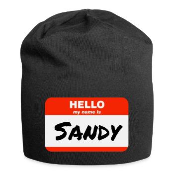 Bonjour, je m’appelle Sandy, étiquette Étiquette Étiquette - Bonnet en jersey - noir - Devant