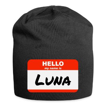 Hello My Name Is Luna Label Name Tag - Jersey Beanie - black - Front