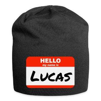 Bonjour, je m’appelle Lucas Étiquette Nom Tag - Bonnet en jersey - noir - Devant