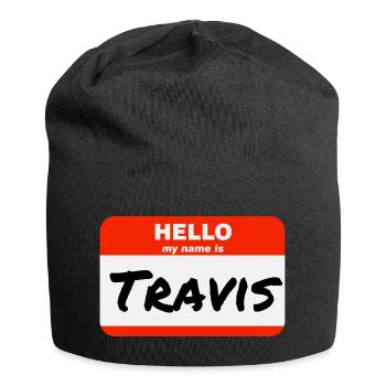 Bonjour, je m’appelle Travis, étiquette Nom Étiquette - Bonnet en jersey - noir - Devant