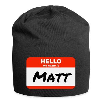 Hello My Name Is Matt Label Name Tag - Jersey Beanie - black - Front