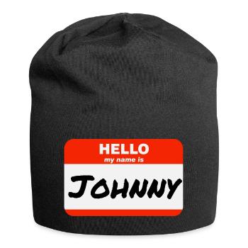 Hello My Name Is Johnny Label Name Tag - Jersey Beanie - black - Front
