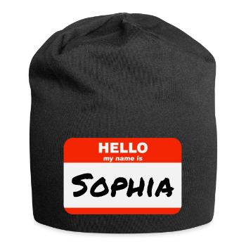 Bonjour, je m’appelle Sophia Étiquette Étiquette Étiquette - Bonnet en jersey - noir - Devant