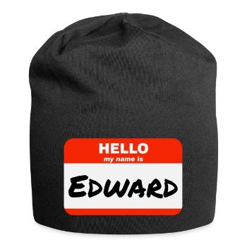 Hello My Name Is Edward Label Name Tag - Jersey Beanie - black - Front