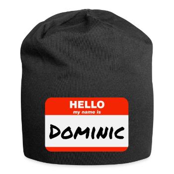 Bonjour, je m’appelle Dominic Étiquette Étiquette Étiquette - Bonnet en jersey - noir - Devant