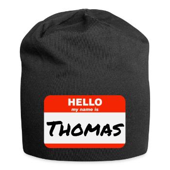 Bonjour, je m’appelle Thomas Étiquette Étiquette Étiquette - Bonnet en jersey - noir - Devant