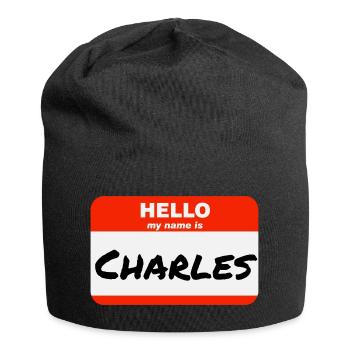 Bonjour, je m’appelle Charles Étiquette Étiquette Étiquette - Bonnet en jersey - noir - Devant