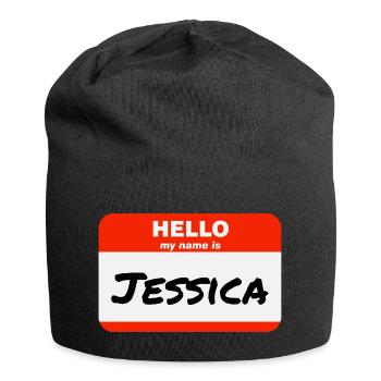 Bonjour, je m’appelle Jessica Étiquette Étiquette Étiquette - Bonnet en jersey - noir - Devant