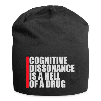 Cognitive Dissonance Is A Hell Of A Drug Spruch - Jersey-Beanie - Schwarz - Vorne