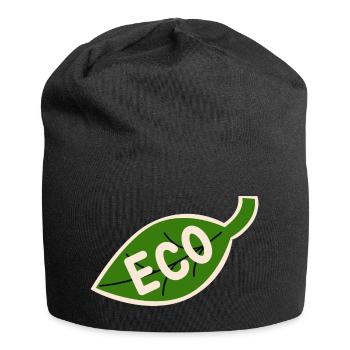 Eco Leaf Emblem - Minimal Nature - Jersey Beanie - black - Front