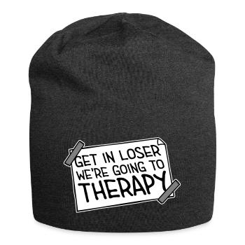 Get In Loser We're Going To Therapy Therapie Logo - Jersey Beanie - charcoal grey - Front