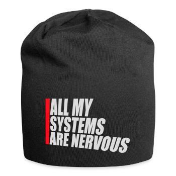 All My Systems Are Nervous Lustig Angst Nerd Logo - Jersey-Beanie - Schwarz - Vorne