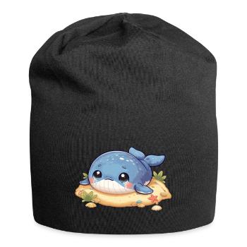 Wal auf Sandbank - Jersey-Beanie - Schwarz - Vorne