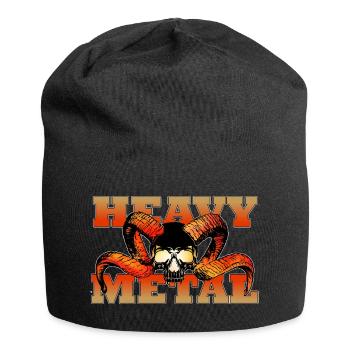 Heavy Metal Schädel mit Hörnern - Jersey-Beanie - Schwarz - Vorne
