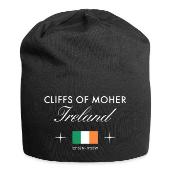 Cliffs of Moher Ireland Coordinates Travel Souvenir - Jersey Beanie - black - Front