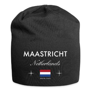 Maastricht Niederlande Koordinaten Reise Souvenir - Jersey-Beanie - Schwarz - Vorne