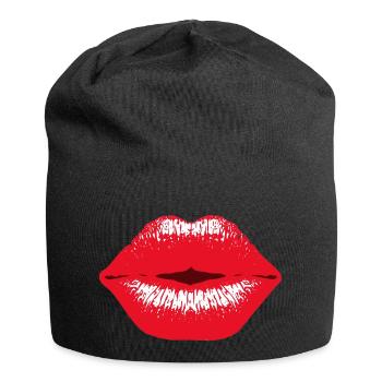 lèvres rouge à lèvres Embrasser déclaration sexy Fun - Bonnet en jersey - noir - Devant