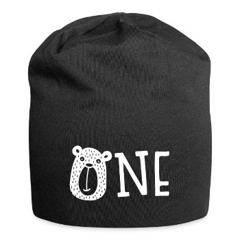 First Birthday - Birth - Happy Birthday - Bear - Jersey Beanie - black - Front