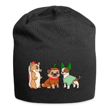 Halloween Mops Pug Katze Dackel Jack Hunde T Shirt - Jersey-Beanie - Schwarz - Vorne