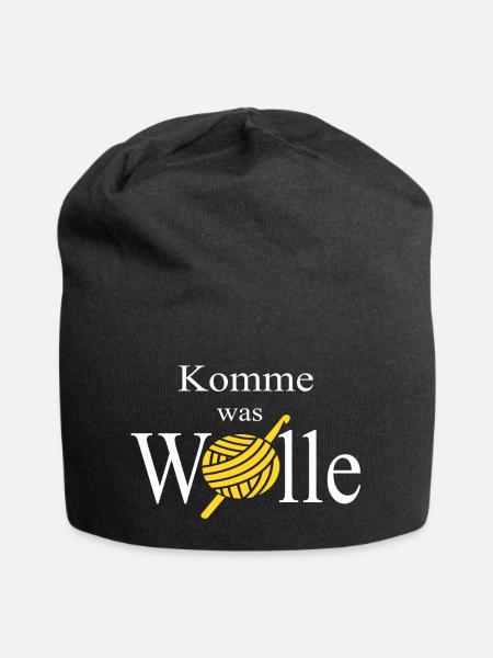 Komme was Wolle Häkeln Stricken Handarbeit - Jersey-Beanie - Schwarz