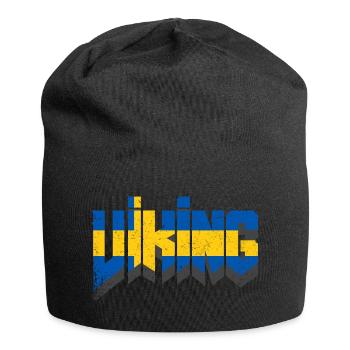 Wikinger - Schwedische Flagge - Jersey-Beanie - Schwarz - Vorne
