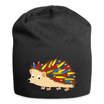 Hedgehog colored pencil - Jersey Beanie - black - Front