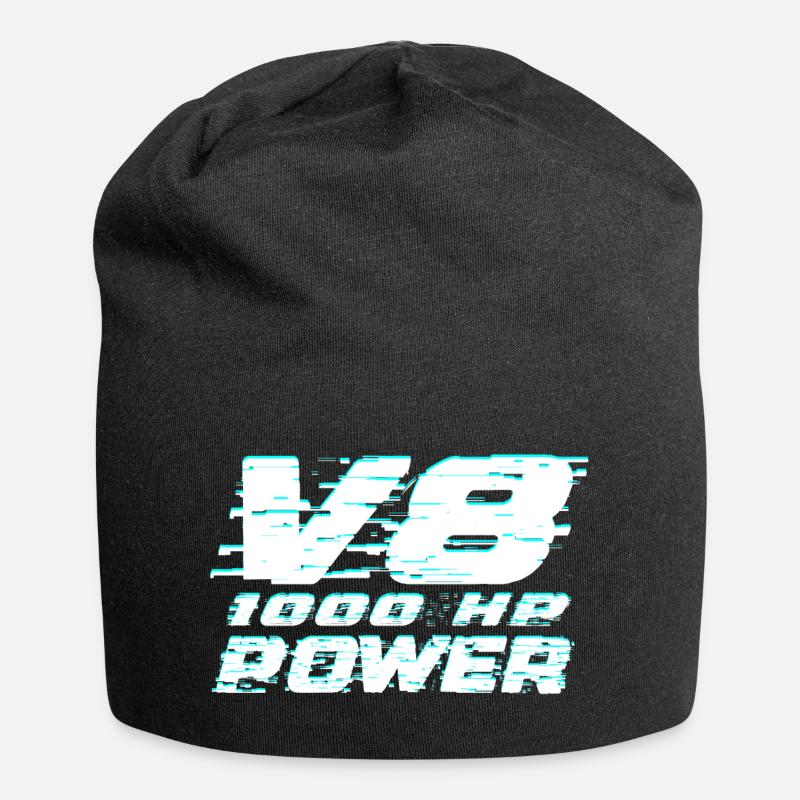 V8 - Jersey-Beanie - Schwarz