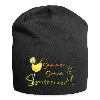 Sommer, Sonne, Spritzerzeit! Weinglas - Jersey-Beanie - Schwarz - Vorne