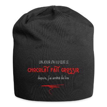 un jour j'ai lu que le chocolat fait grossir - Bonnet en jersey - noir - Devant