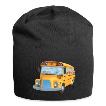 Bus jaune animaux ecole - Bonnet en jersey - noir - Devant