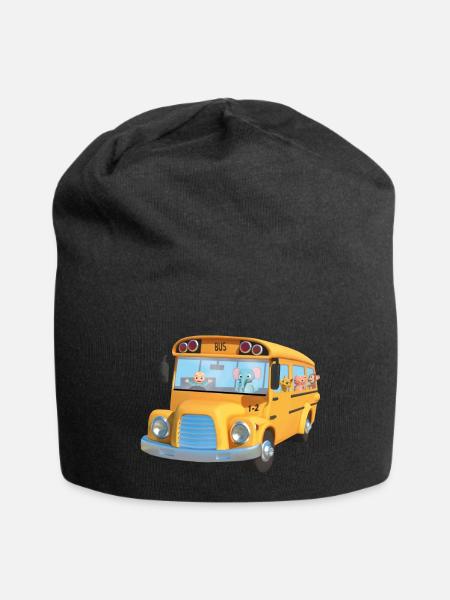 Bus gelbe Tiere Schule - Jersey-Beanie - Schwarz