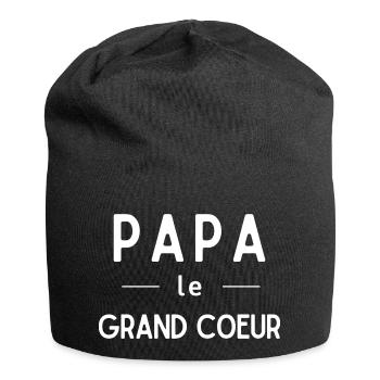 Papa le grand coeur Cadeau idéal fête des pères - Bonnet en jersey - noir - Devant