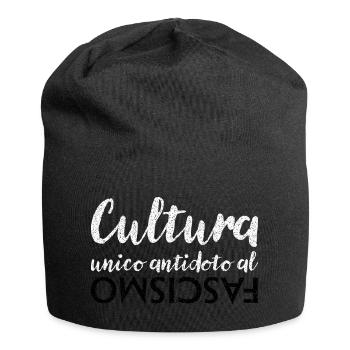 Kultur ist das einzige Gegenmittel gegen Faschismus - Jersey-Beanie - Schwarz - Vorne